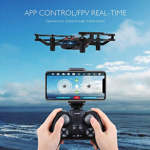 Drones with Camera -  Mini Quadcopter Drone Camera Live Video with 720P HD FPV WiFi RC Drone for Kids Beginners Adults - with One Key Take-Off/Landing