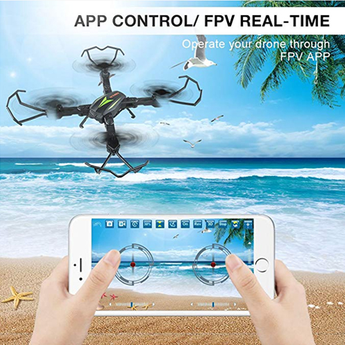 Drone with Camera 720P FPV Drones Live Video 6-Axis Gyro 2.4GHz Altitude Hold Foldable Arms RC Drones for Kids Beginners Adults - (New Version Control